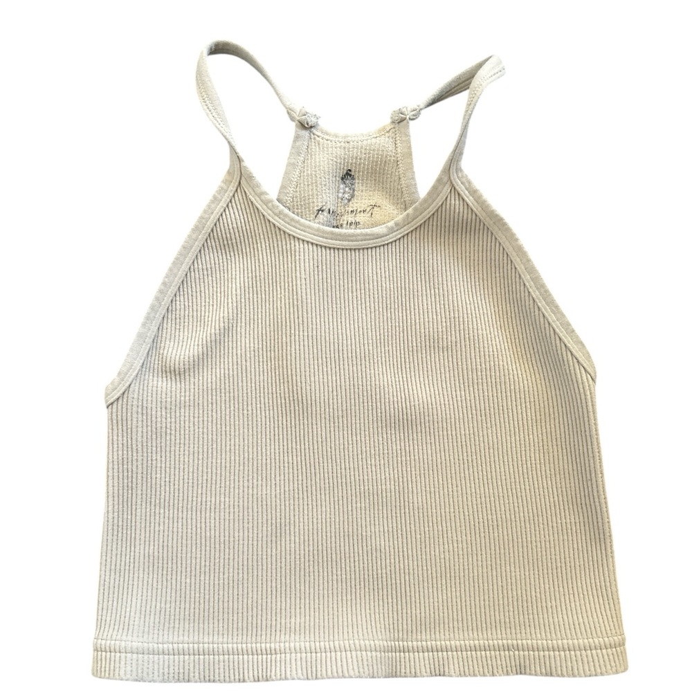 FP Movement Happiness Runs Cream Ribbed Crop Top xs-s